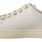 Studded Heart Leather Sneakers - Pure Elegance