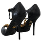 Elegant Gold-Embellished Leather Sandals