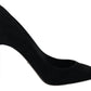 Elegant Black Suede Stiletto Heels Pumps