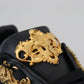 Black Gold Baroque Portofino Leather Sneakers Shoes