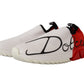 Sleek White Sorrento Sneakers with Red Accents