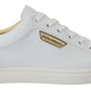 Elegant White Leather Low Top Sneakers