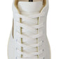 Elegant White Leather Low Top Sneakers