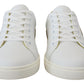 Elegant White Leather Low Top Sneakers
