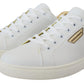 Elegant White Leather Low Top Sneakers