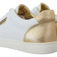 Elegant White Leather Low Top Sneakers