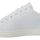 Elegant White Leather Low Top Sneakers