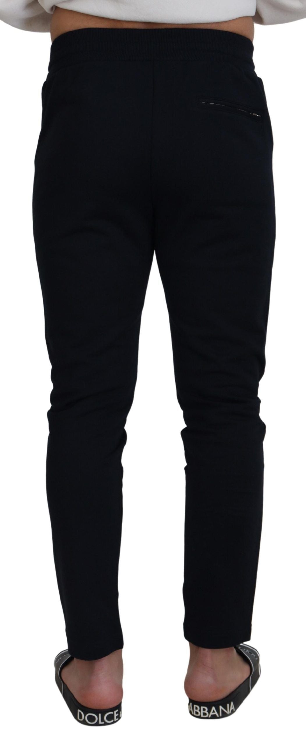 Elegant Blue Cotton Jogging Sweatpants