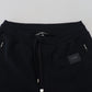 Elegant Blue Cotton Jogging Sweatpants