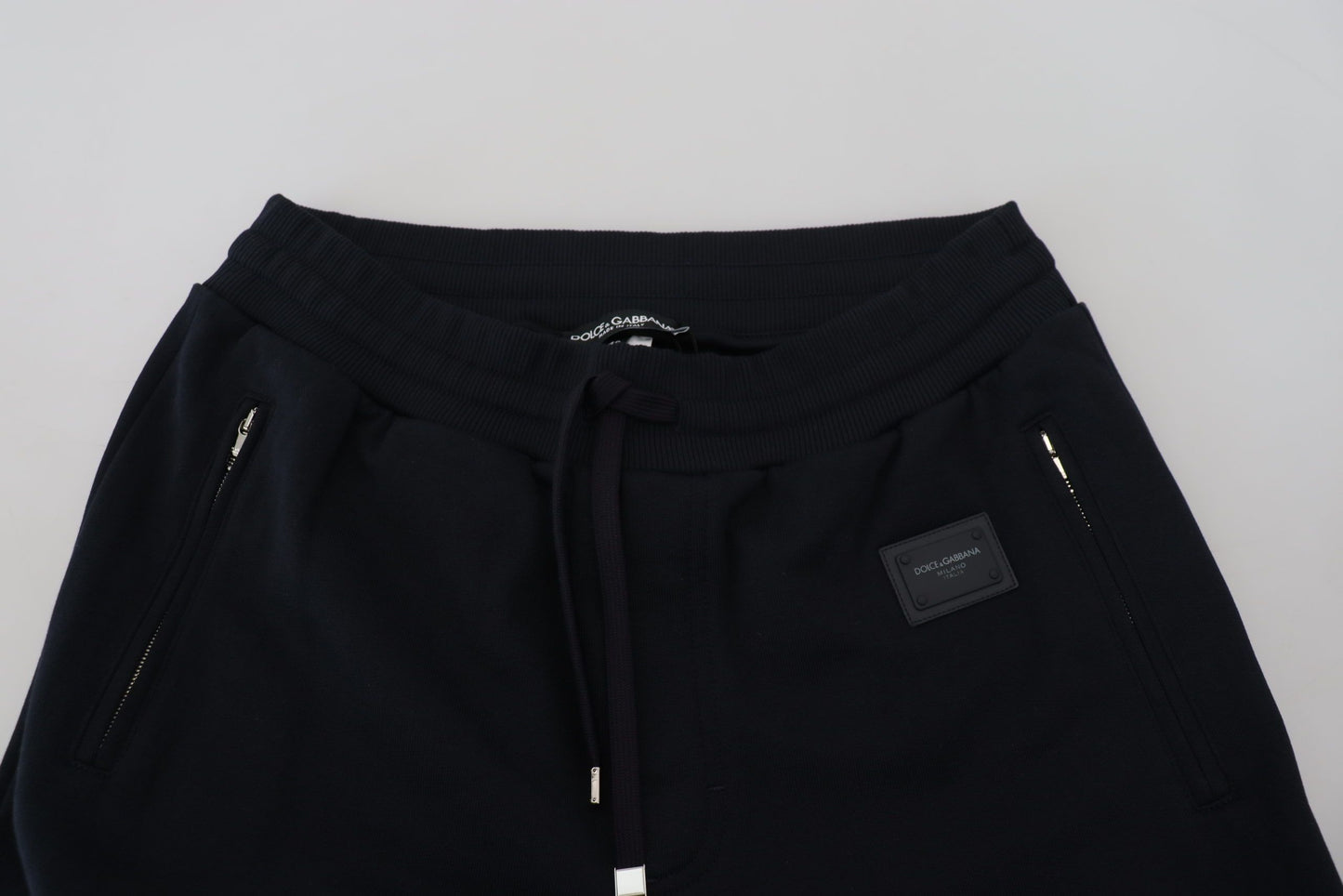 Elegant Blue Cotton Jogging Sweatpants