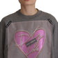 Chic Grey Cotton Heart Tee with Bell Sleeves