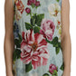 Chic Round Neck Sleeveless Tank with Tropical Rose Print