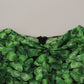 Elegant Green Silk Puff Sleeve Blouse