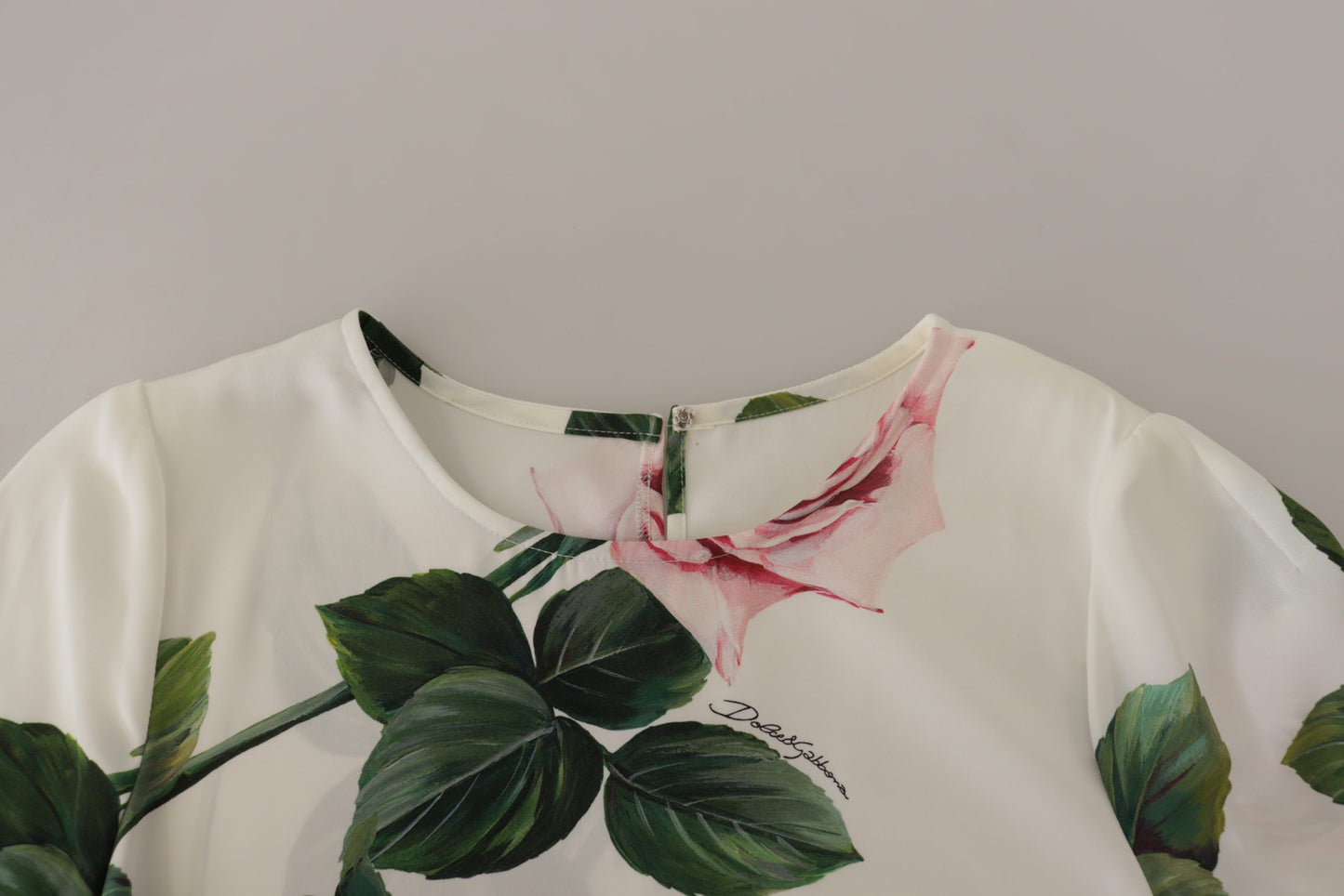 Multicolor Floral Zip Back Silk Blouse Top