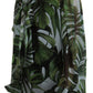 Elegant Silk Leaf Print Ascot Blouse