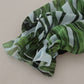 Elegant Silk Leaf Print Ascot Blouse