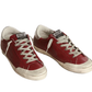Radiant Red Calfskin Sneakers with Silver Accents