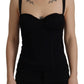 Sleek Black Mesh Sleeveless Corset Top