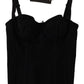 Sleek Black Mesh Sleeveless Corset Top