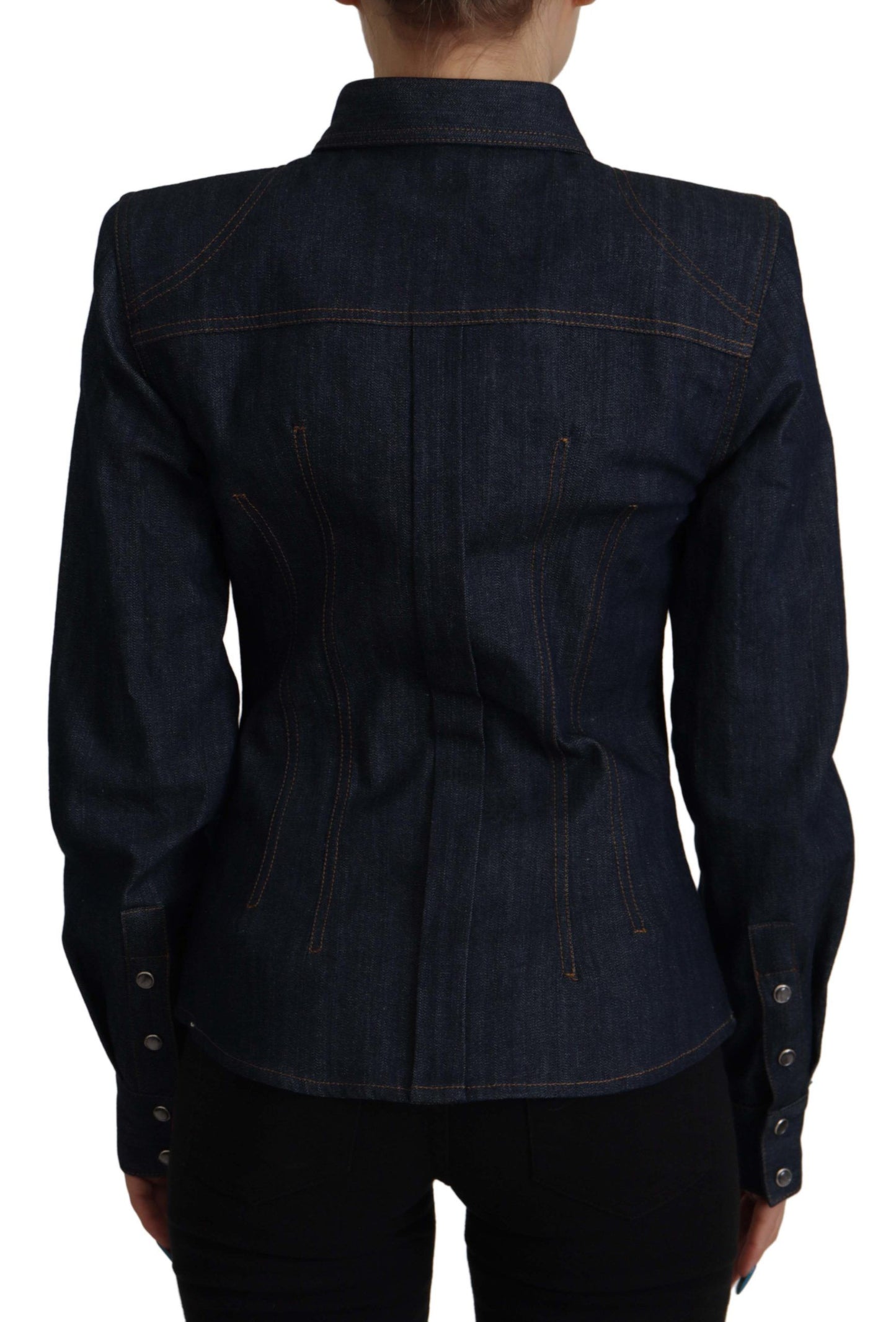 Elegant Blue Cotton Denim Shirt