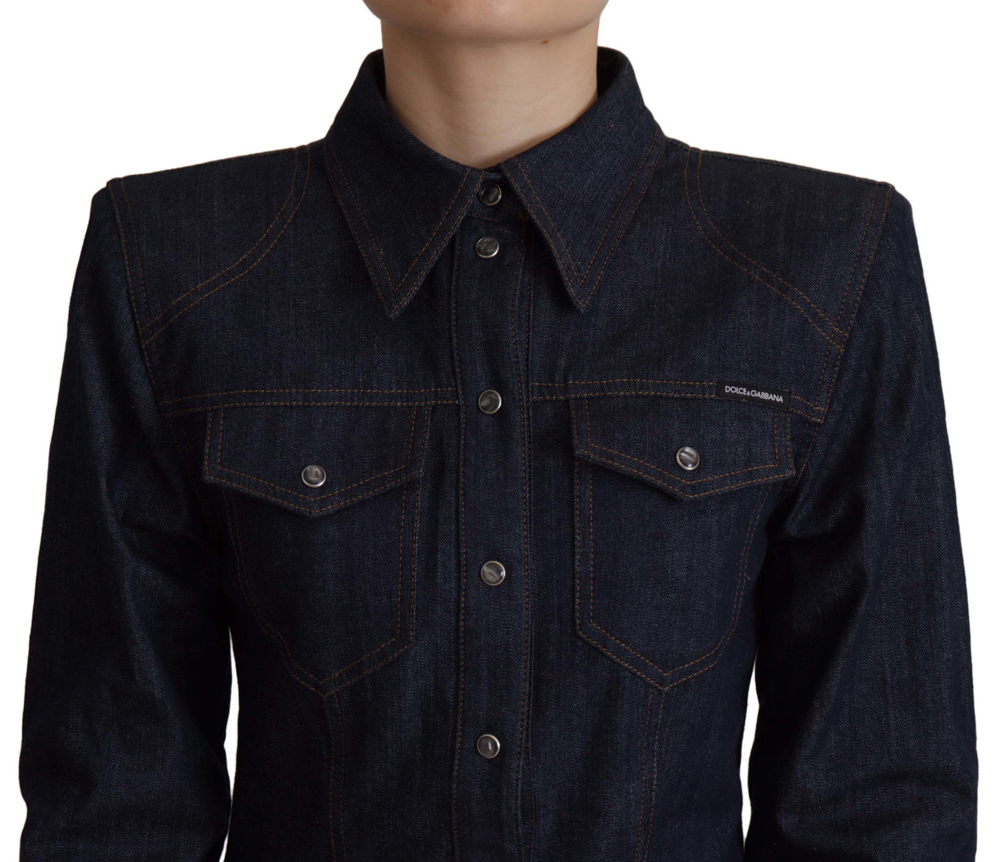 Elegant Blue Cotton Denim Shirt