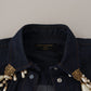 Chic Pearl Embellished Denim Shirt