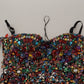 Multicolor Sleeveless Bustier Jeweled Spring Top