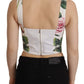 Elegant Tropical Rose Print Sleeveless Corset Top