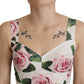 Elegant Tropical Rose Print Sleeveless Corset Top