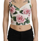 Elegant Tropical Rose Print Sleeveless Corset Top