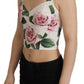 Elegant Tropical Rose Print Sleeveless Corset Top