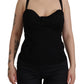 Elegant Black Viscose Bustier Corset Top