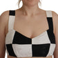 Elegant Checkered Sleeveless Bustier Corset