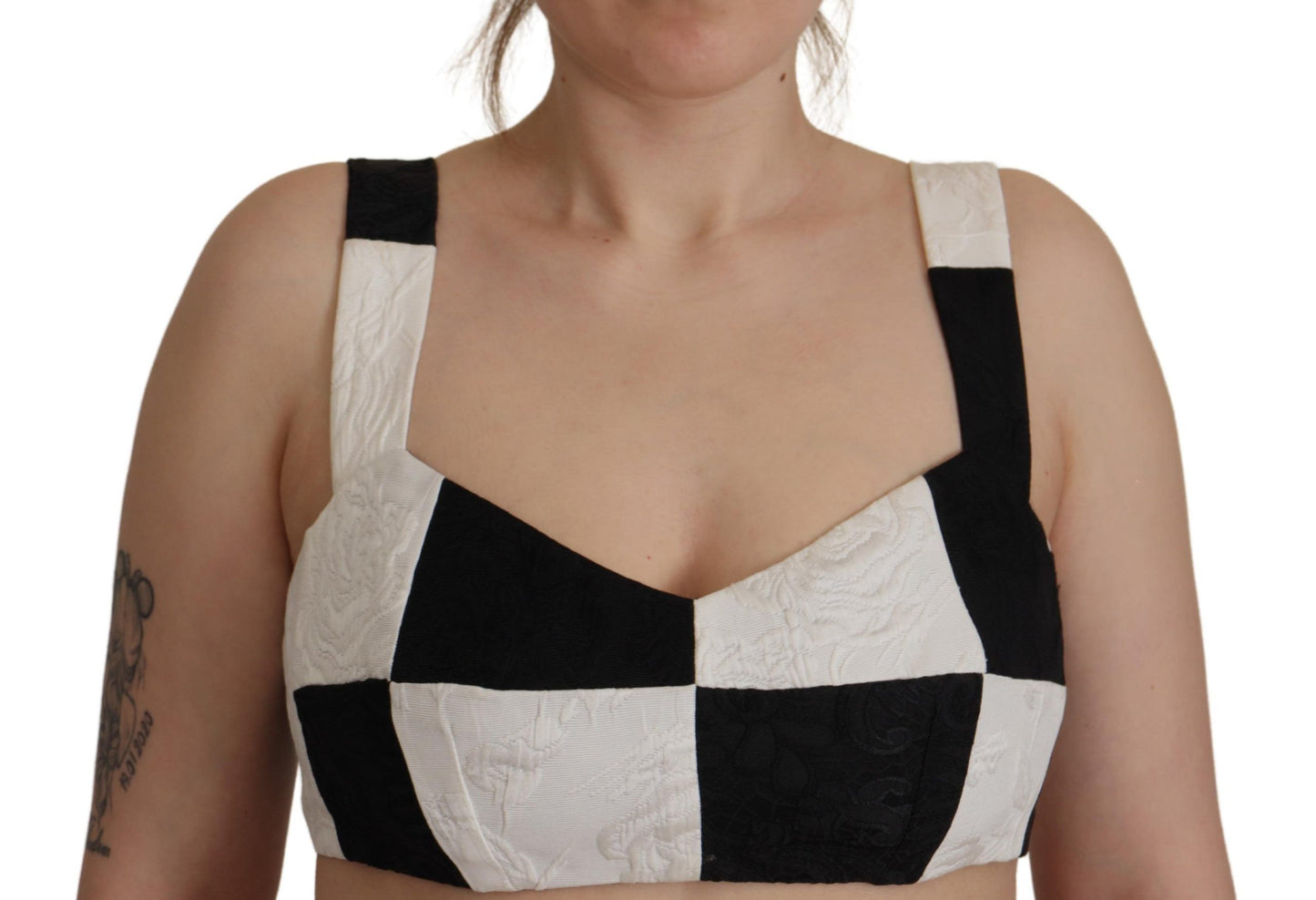 Elegant Checkered Sleeveless Bustier Corset