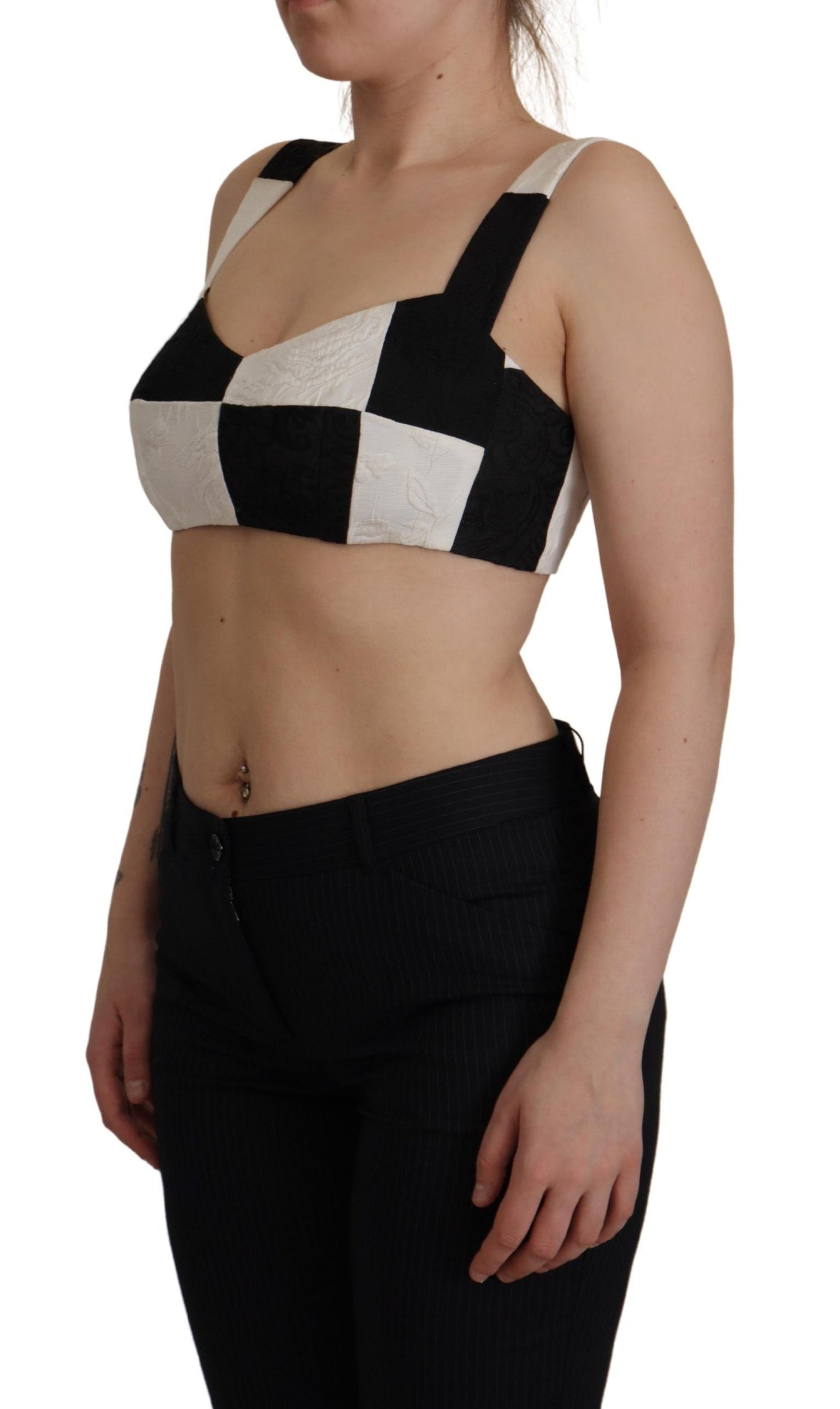Elegant Checkered Sleeveless Bustier Corset