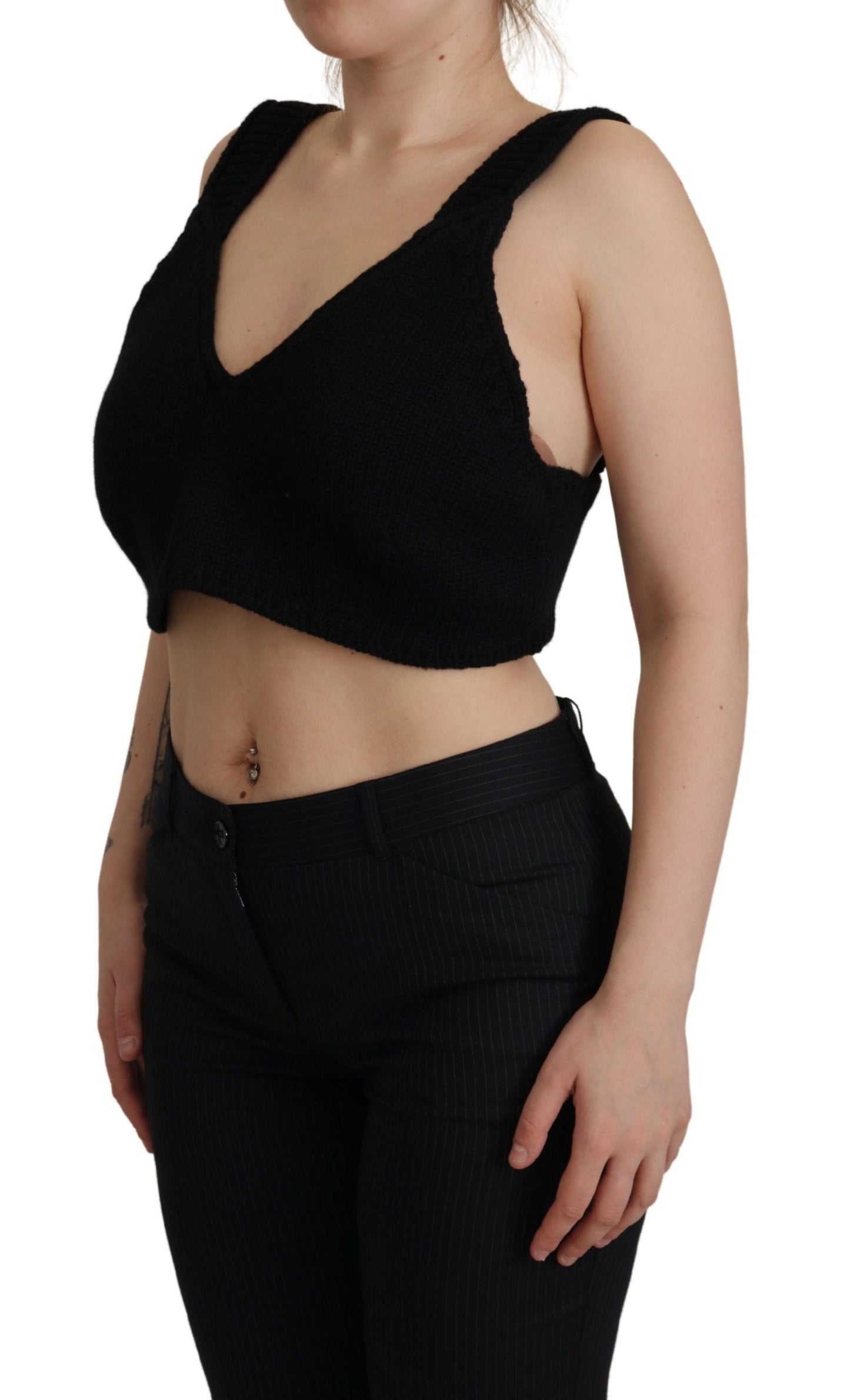 Elegant Black Cashmere Corset Top