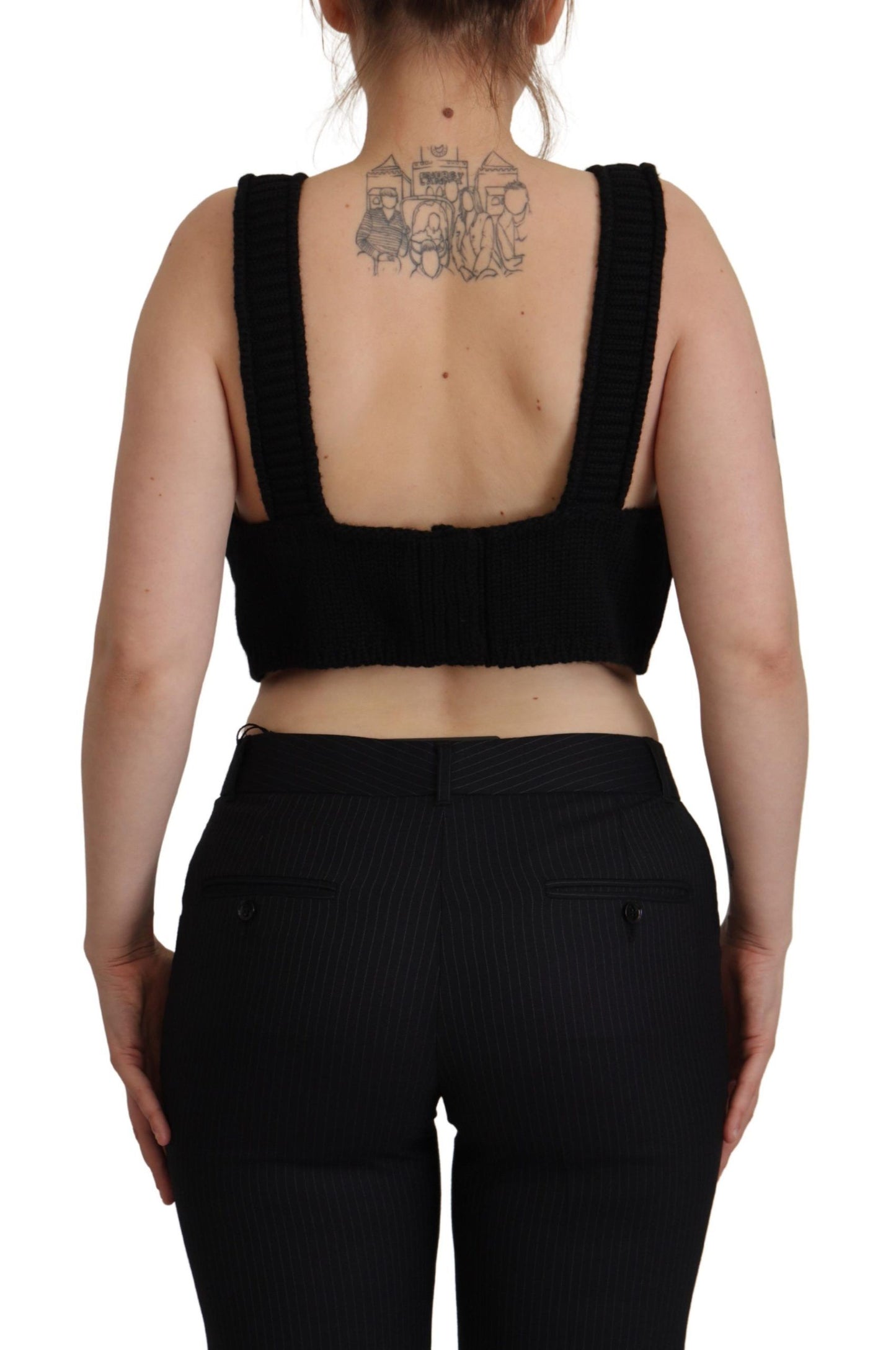 Elegant Black Cashmere Corset Top