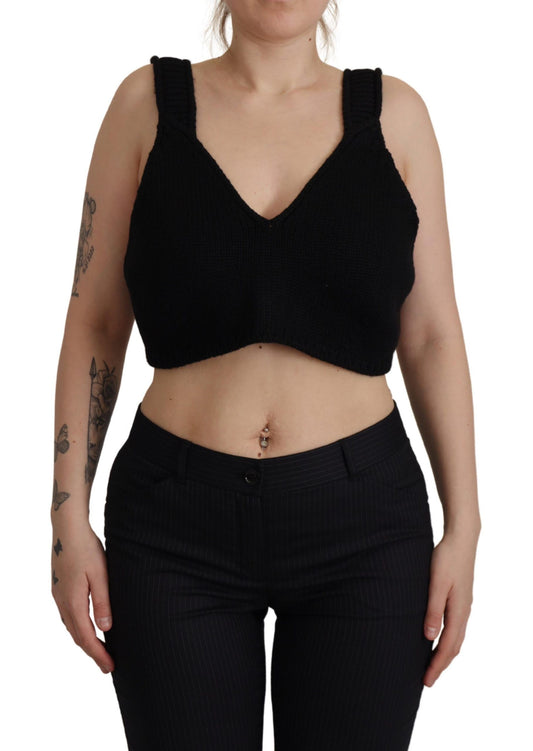 Elegant Black Cashmere Corset Top