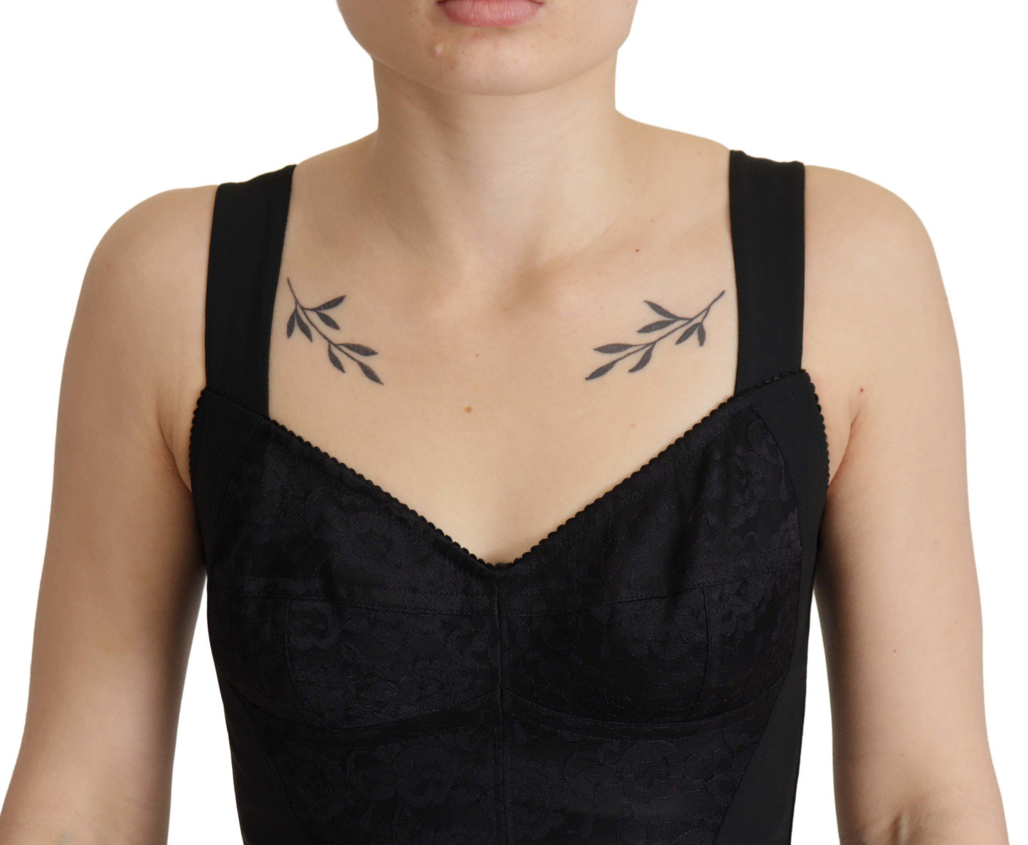 Elegant Black Lace Bodysuit with Zip Closure