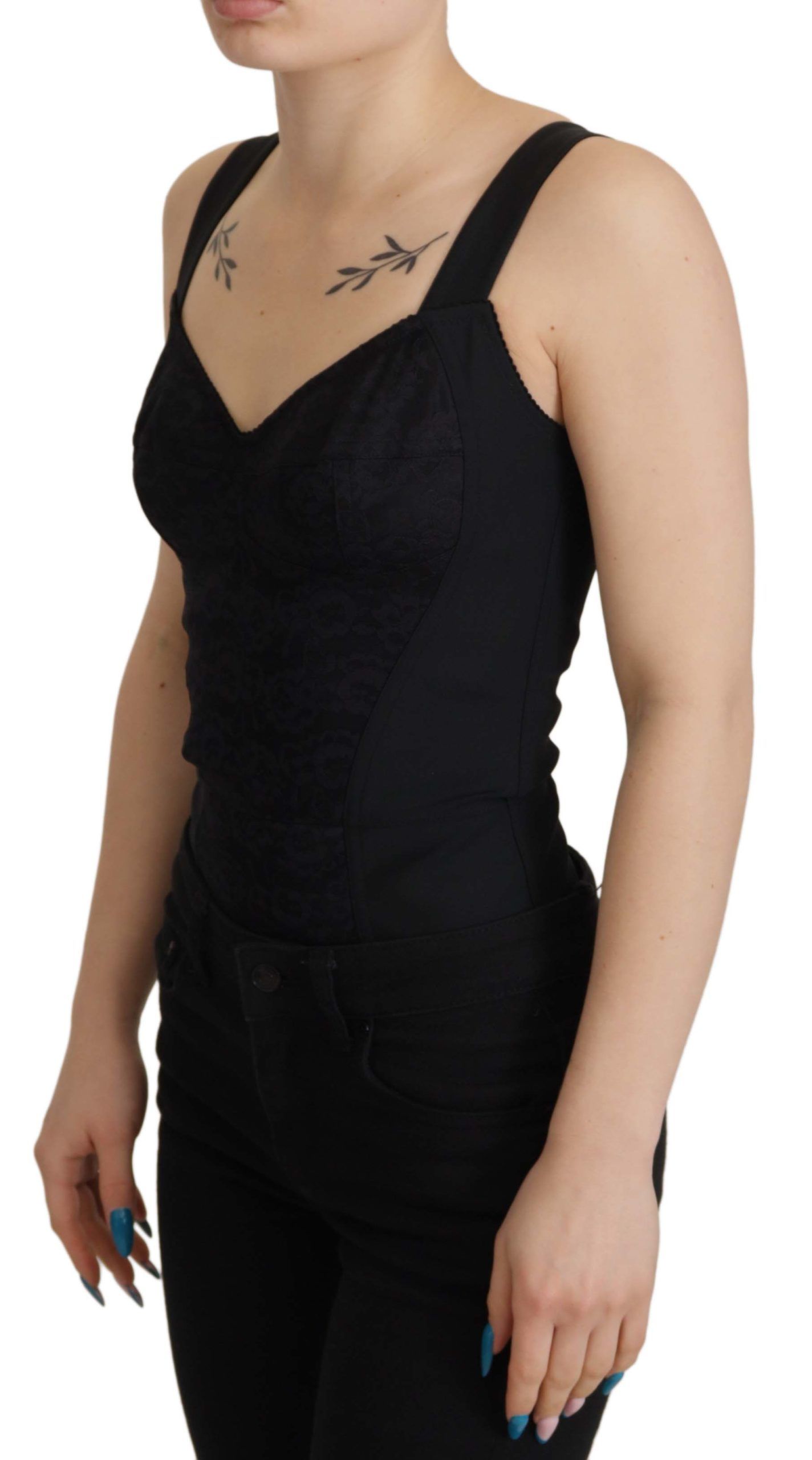 Elegant Black Lace Bodysuit with Zip Closure