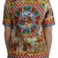 Multicolor Carretto Print Cotton T-Shirt