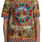 Multicolor Carretto Print Cotton T-Shirt