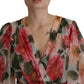 Multicolor Floral Silk Wrap Blouse Top