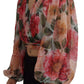 Multicolor Floral Silk Wrap Blouse Top