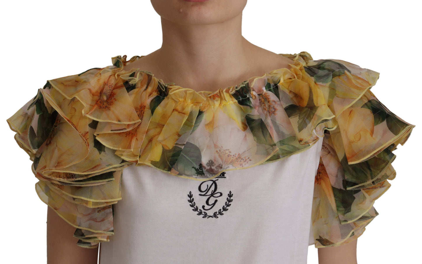 Elegant Ruffled Vest with DG Crown Embroidery