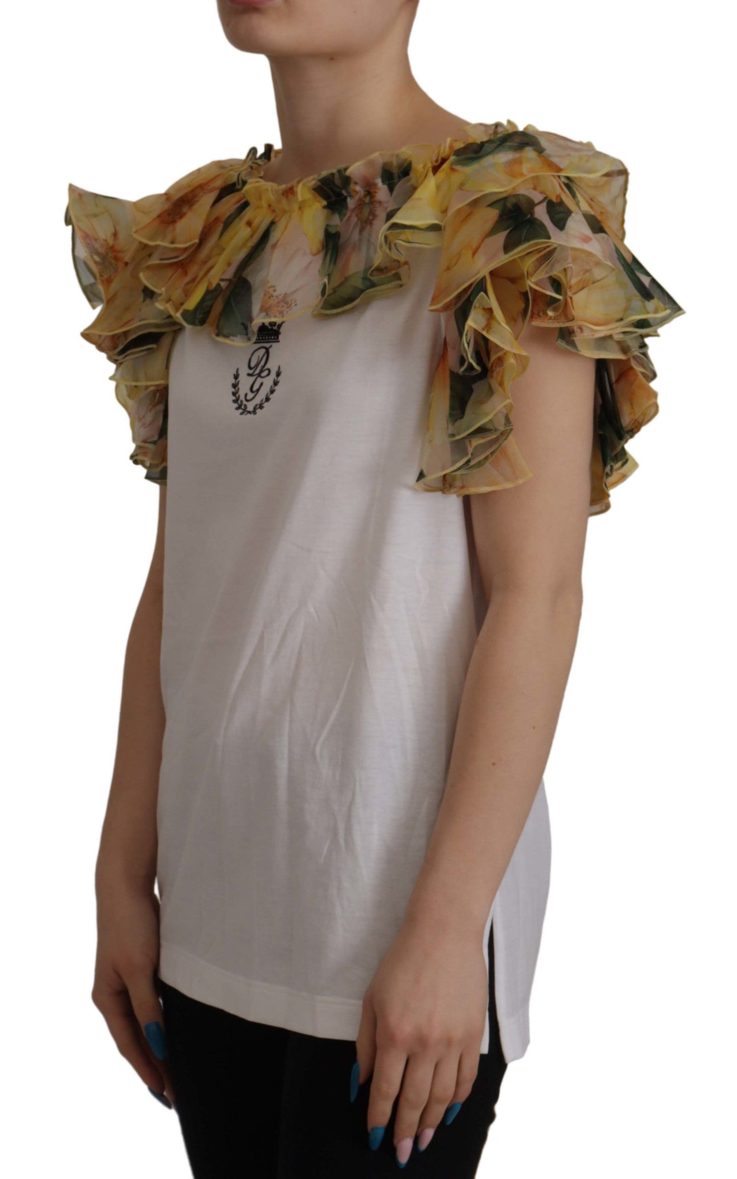Elegant Ruffled Vest with DG Crown Embroidery