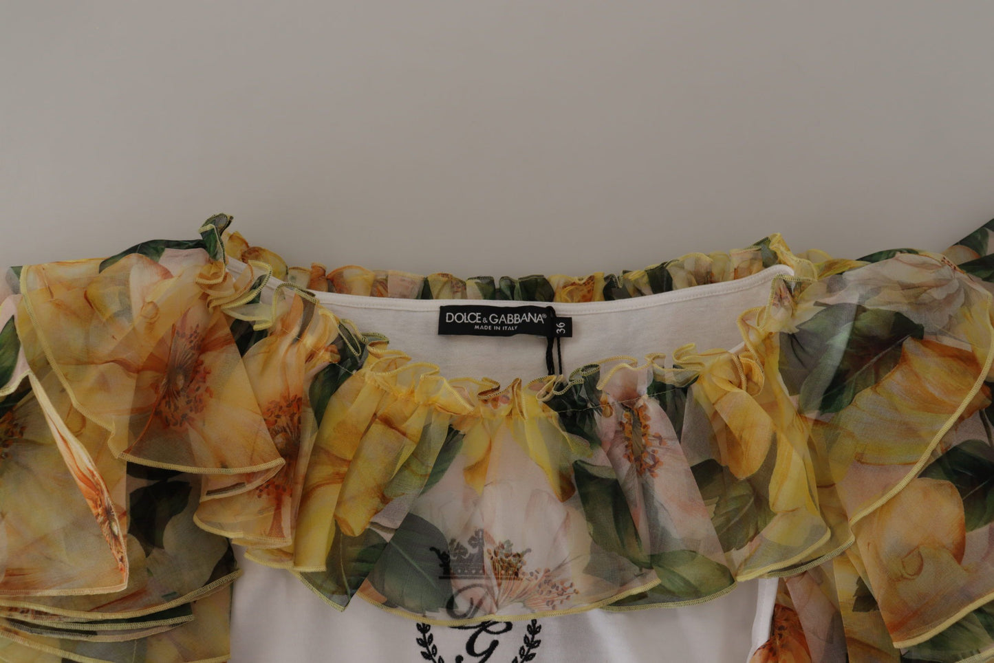 Elegant Ruffled Vest with DG Crown Embroidery
