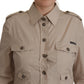 Elegant Beige Cotton Long Sleeve Shirt