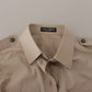 Elegant Beige Cotton Long Sleeve Shirt