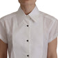 Elegant White Cotton Collared Shirt